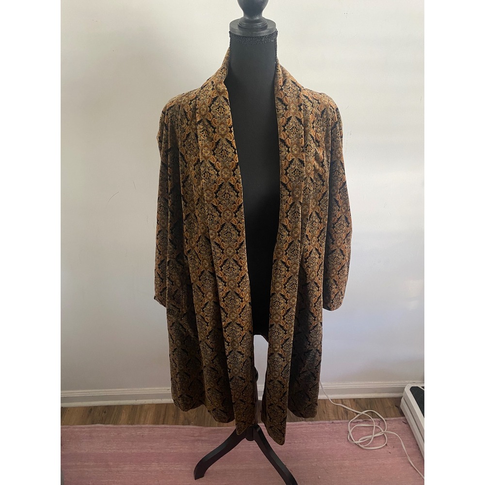 Vintage Velvet Burnout Paisley Kimono Jacket Womens Made USA